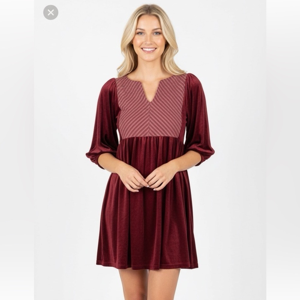 Hayden size medium cranberry new with tags crushed velvety holiday dress